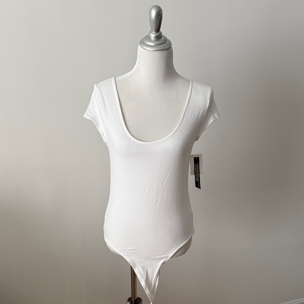 NEW w/Tag White Scoop Neck TShirt Bodysuit Women's Size Large